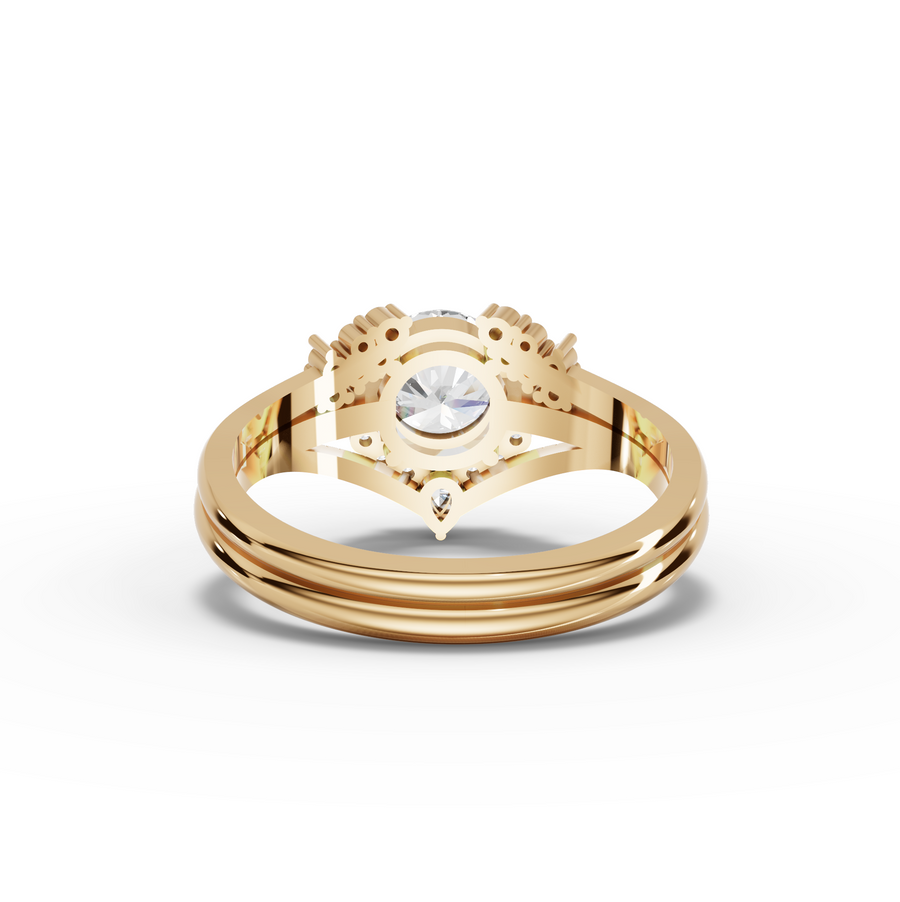 1.16 Ct Round Halo With Side Stone Band Set 1.00 Ct Center