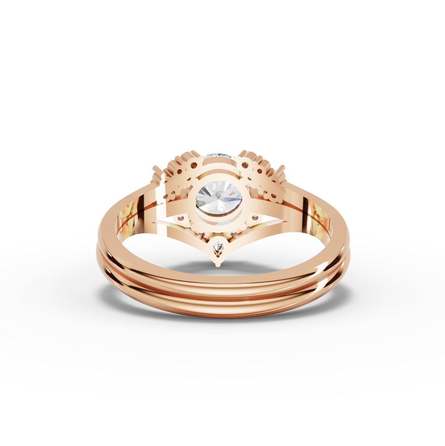 1.16 Ct Round Halo With Side Stone Band Set 1.00 Ct Center