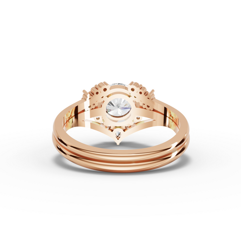 1.16 Ct Round Lab Diamond Halo Ring Set with Split Shank 1.00 Ct Center