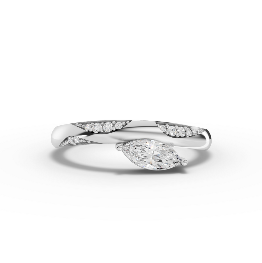 0.31 Ct Marquise Lab Diamond Pavé Swirl Ring 0.25 Ct Center