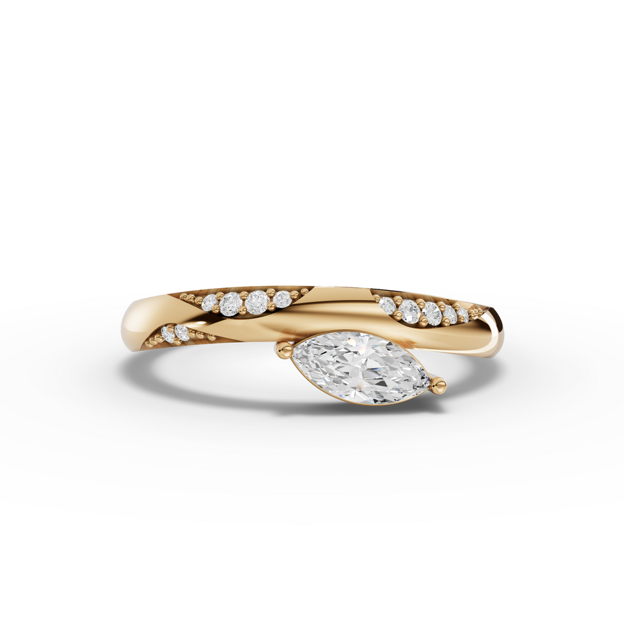 0.31 Ct Marquise Lab Diamond Pavé Swirl Ring 0.25 Ct Center