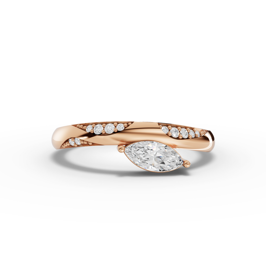 0.31 Ct Marquise Lab Diamond Pavé Swirl Ring 0.25 Ct Center