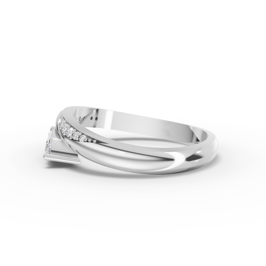 0.31 Ct Marquise Lab Diamond Pavé Swirl Ring 0.25 Ct Center