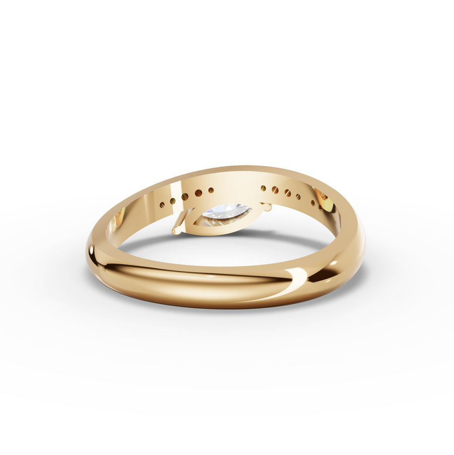 0.31 Ct Marquise Lab Diamond Pavé Swirl Ring 0.25 Ct Center