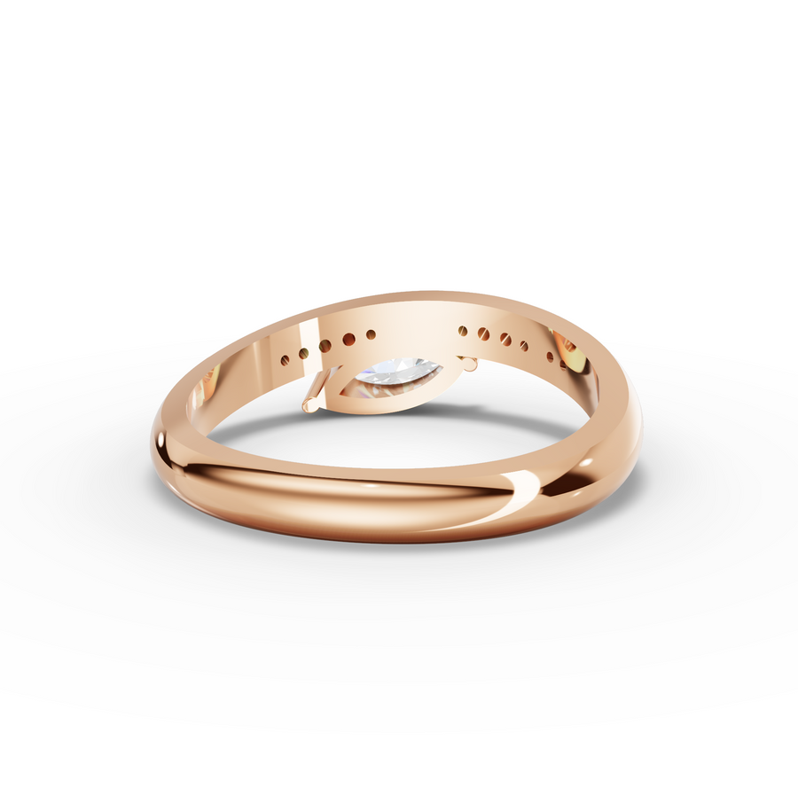 0.31 Ct Marquise Lab Diamond Pavé Swirl Ring 0.25 Ct Center