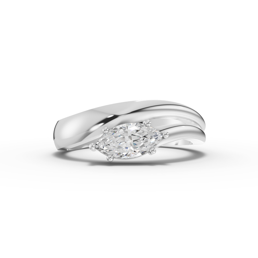 0.50 Ct Minimal Marquise Lab Diamond Swirl Ring 0.50 Ct Center