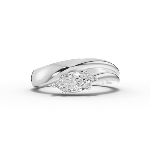 0.50 Ct Minimal Marquise Diamond Ring with Twisted Shank