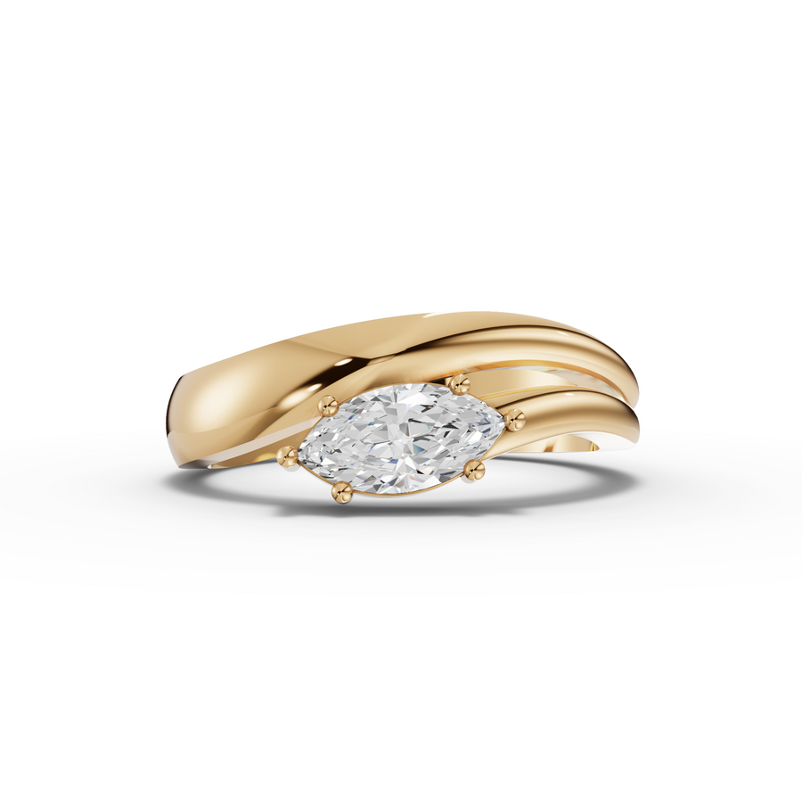 0.50 Ct Minimal Marquise Lab Diamond Swirl Ring 0.50 Ct Center