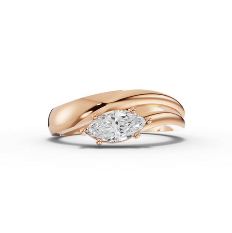 0.50 Ct Minimal Marquise Diamond Ring with Twisted Shank