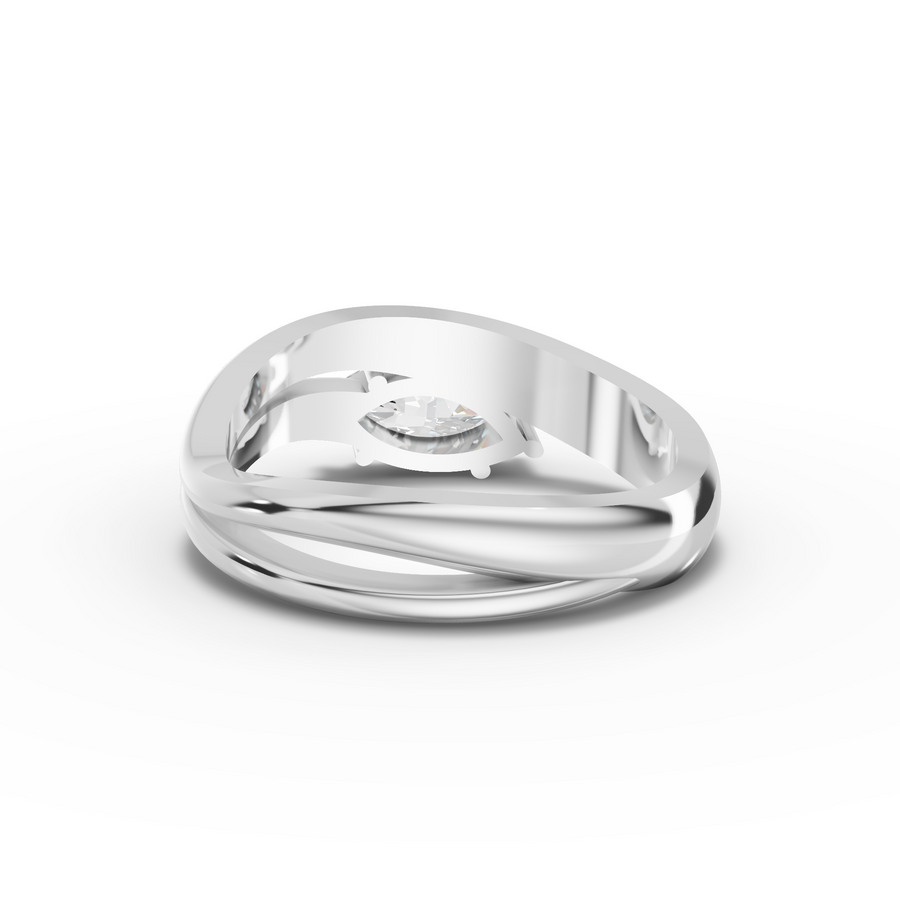 0.50 Ct Minimal Marquise Lab Diamond Swirl Ring 0.50 Ct Center