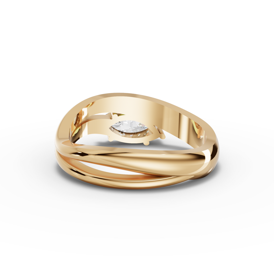 0.50 Ct Minimal Marquise Lab Diamond Swirl Ring 0.50 Ct Center