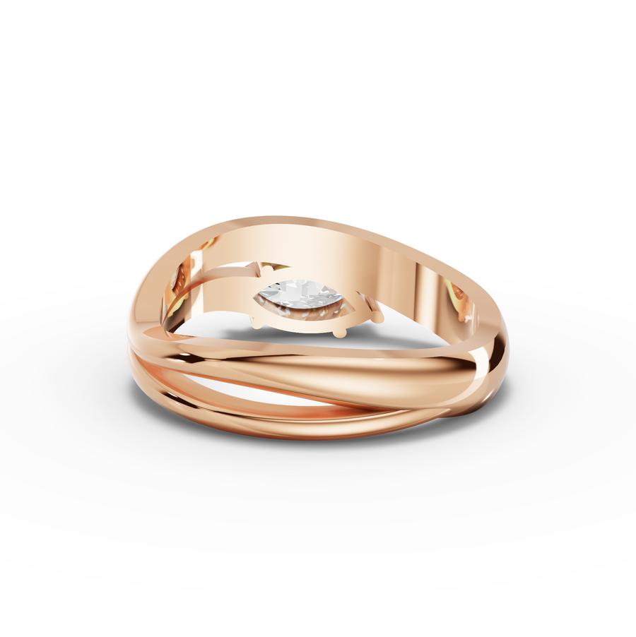0.50 Ct Minimal Marquise Lab Diamond Swirl Ring 0.50 Ct Center