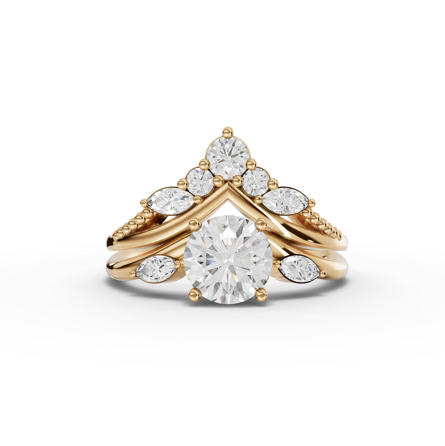 1.40 Ct Round Solitaire With Side Stone Band Set 1.00 Ct Center