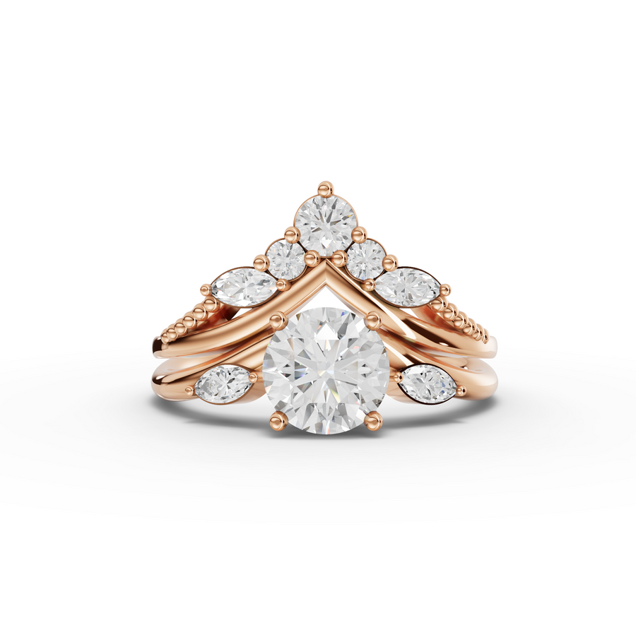 1.40 Ct Round Solitaire With Side Stone Band Set 1.00 Ct Center