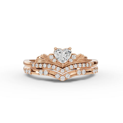 0.39 Ct Heart Lab Diamond Accent Ring Set 0.25 Ct Center