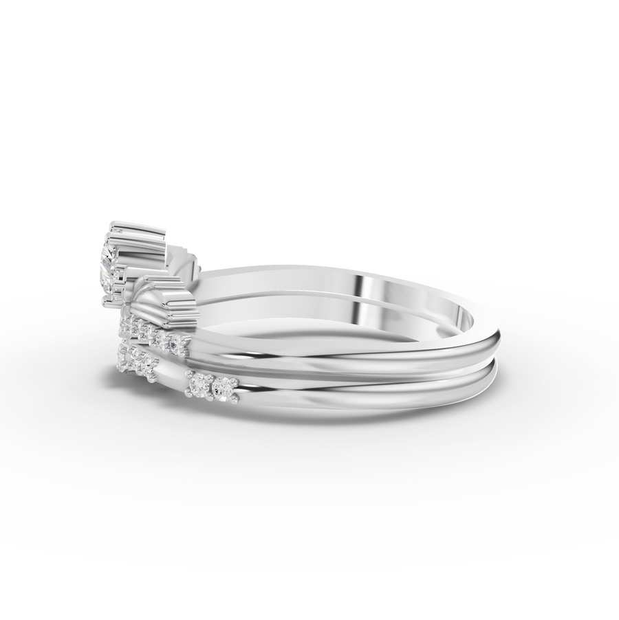0.39 Ct Heart Solitaire With Side Stone Band Set