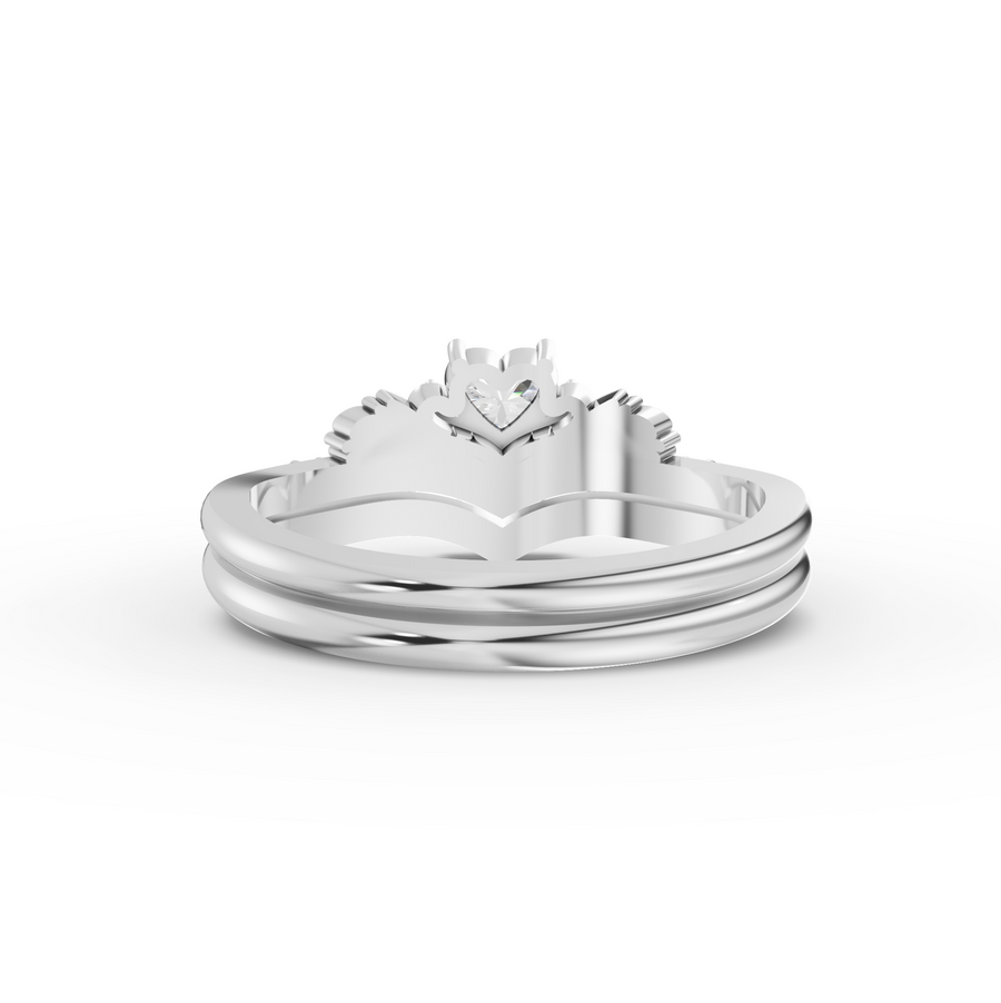 0.39 Ct Heart Solitaire With Side Stone Band Set