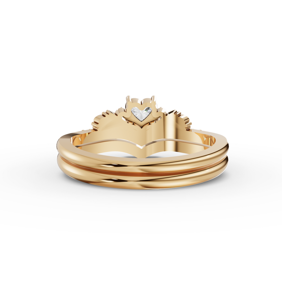 0.39 Ct Heart Solitaire With Side Stone Band Set