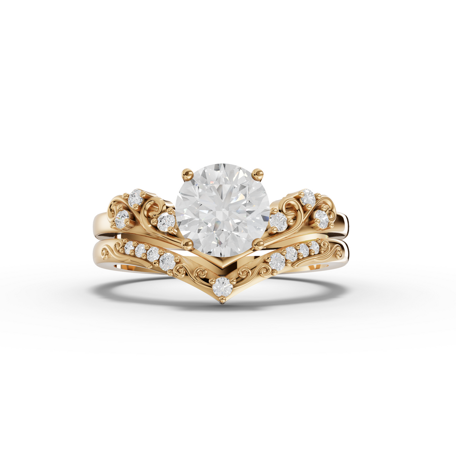 1.11 Ct Round Solitaire With Side Stone Set 1.00 Ct Center