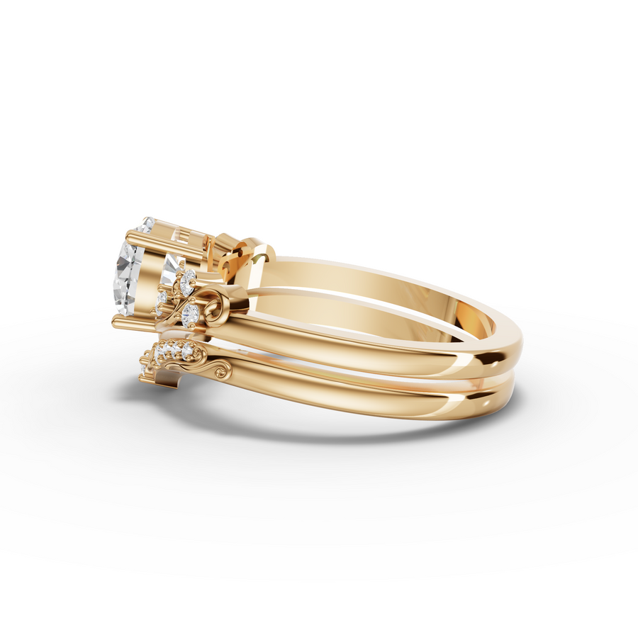 1.11 Ct Round Solitaire With Side Stone Set 1.00 Ct Center