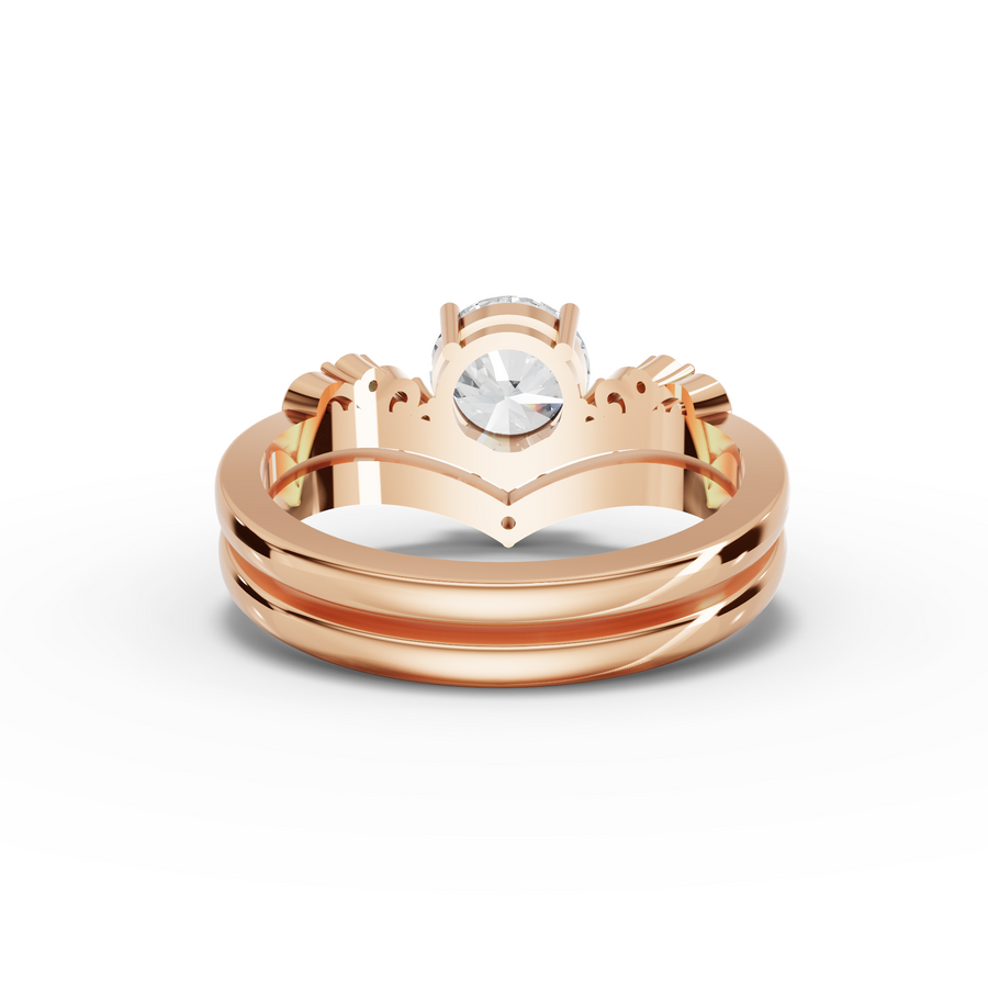 1.11 Ct Round Solitaire With Side Stone Set 1.00 Ct Center