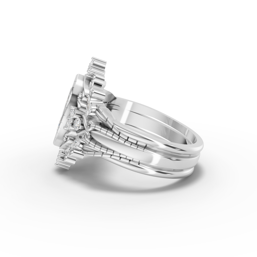 1.23 Ct Marquise Halo With Side Stone Band Set 1.00 Ct Center