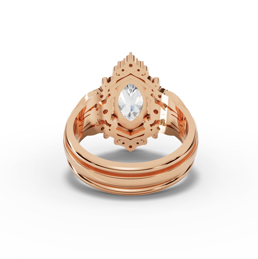 1.23 Ct Marquise Halo With Side Stone Band Set 1.00 Ct Center