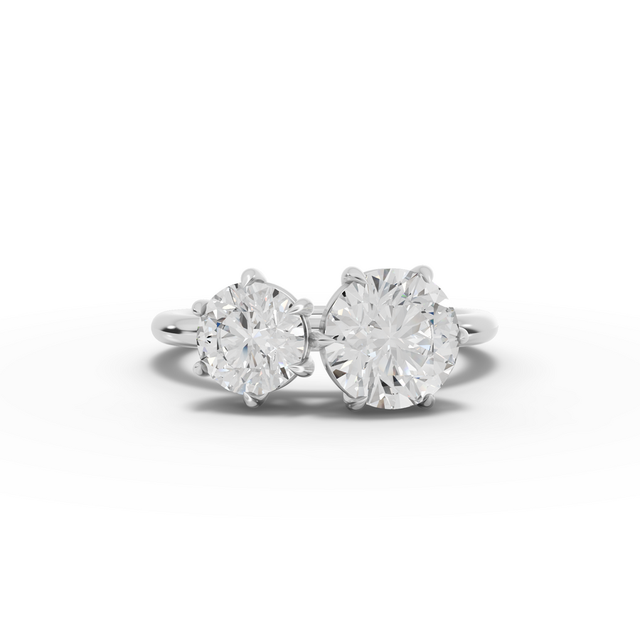 3.00 Ct Round Toi et Moi lab diamond minimal ring with two matched round brilliant stones