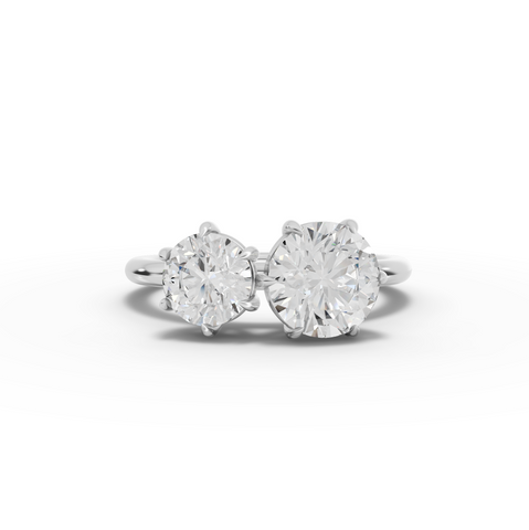 3.00 Ct Toi et Moi Lab Diamond Ring with Double Round Stones