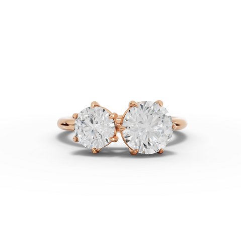 3.00 Ct Toi et Moi Lab Diamond Ring with Double Round Stones