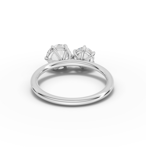 3.00 Ct Toi et Moi Lab Diamond Ring with Double Round Stones