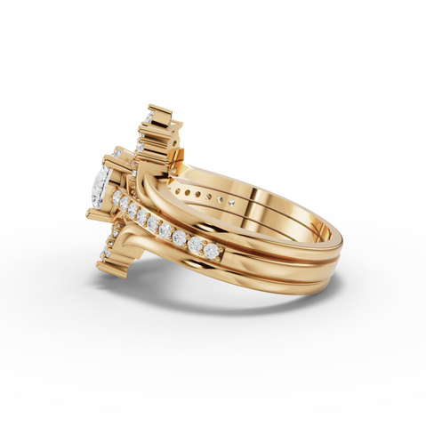 1.65 Ct Round Lab Grown Diamond Halo Ring with Floral Accents