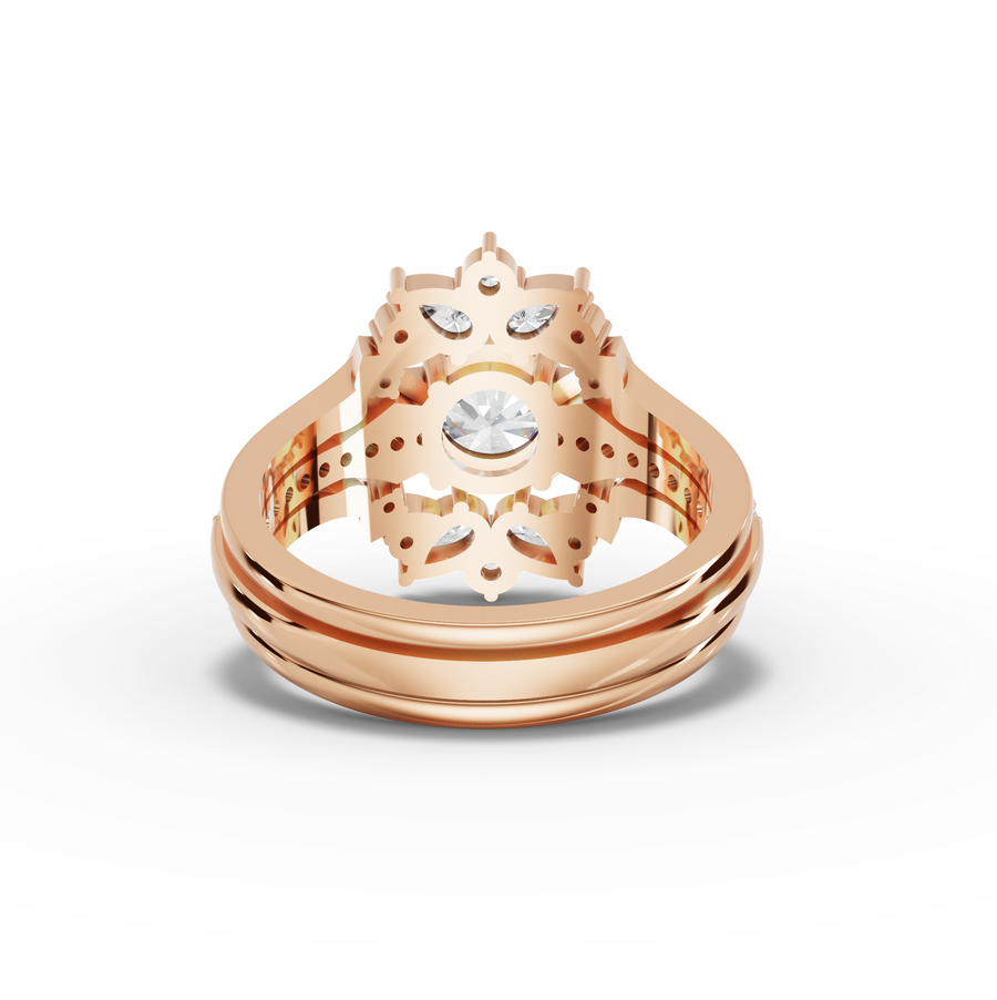 1.65 Ct Round Halo With Side Stone Band Set 1.00 Ct Center