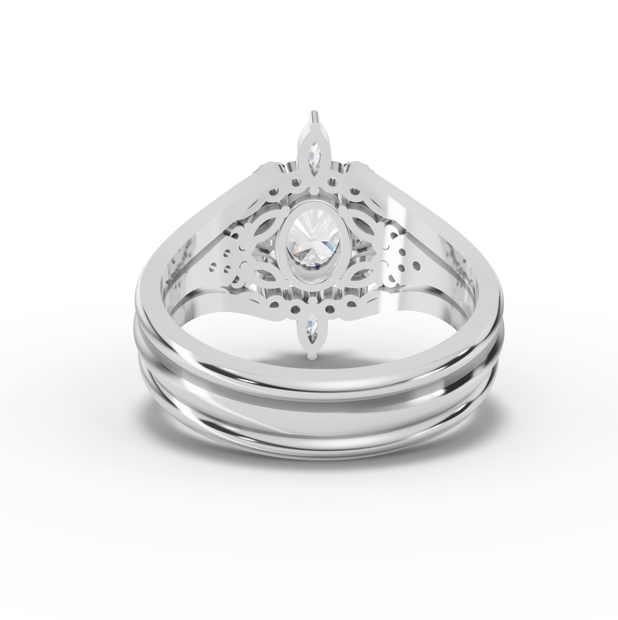 1.04 Ct Oval Halo With Side Stone Band 0.75 Ct Center