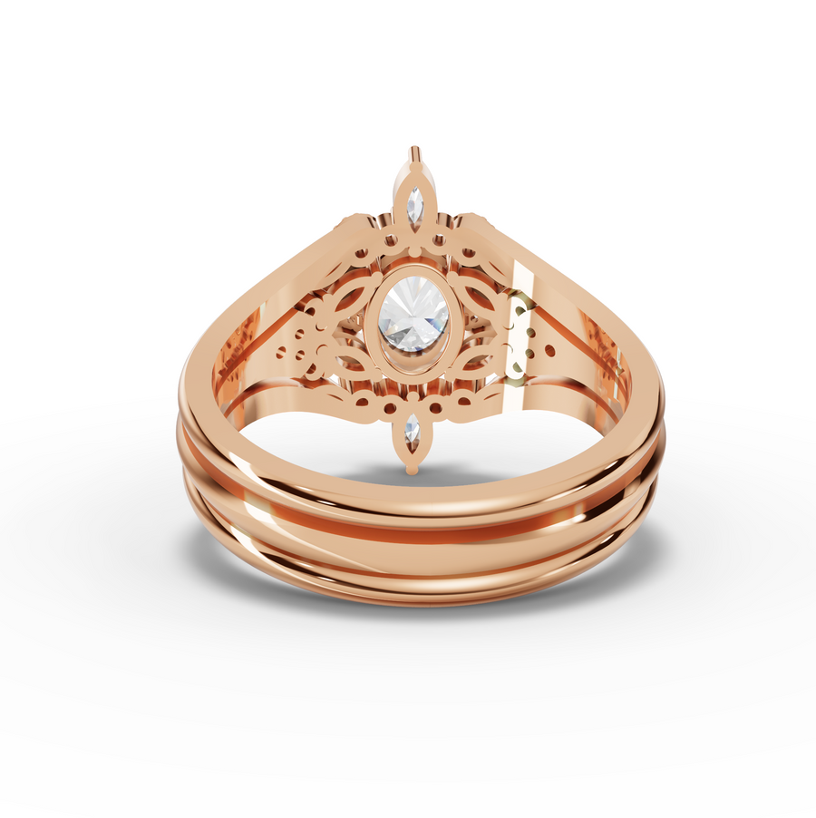 1.04 Ct Oval Halo With Side Stone Band 0.75 Ct Center