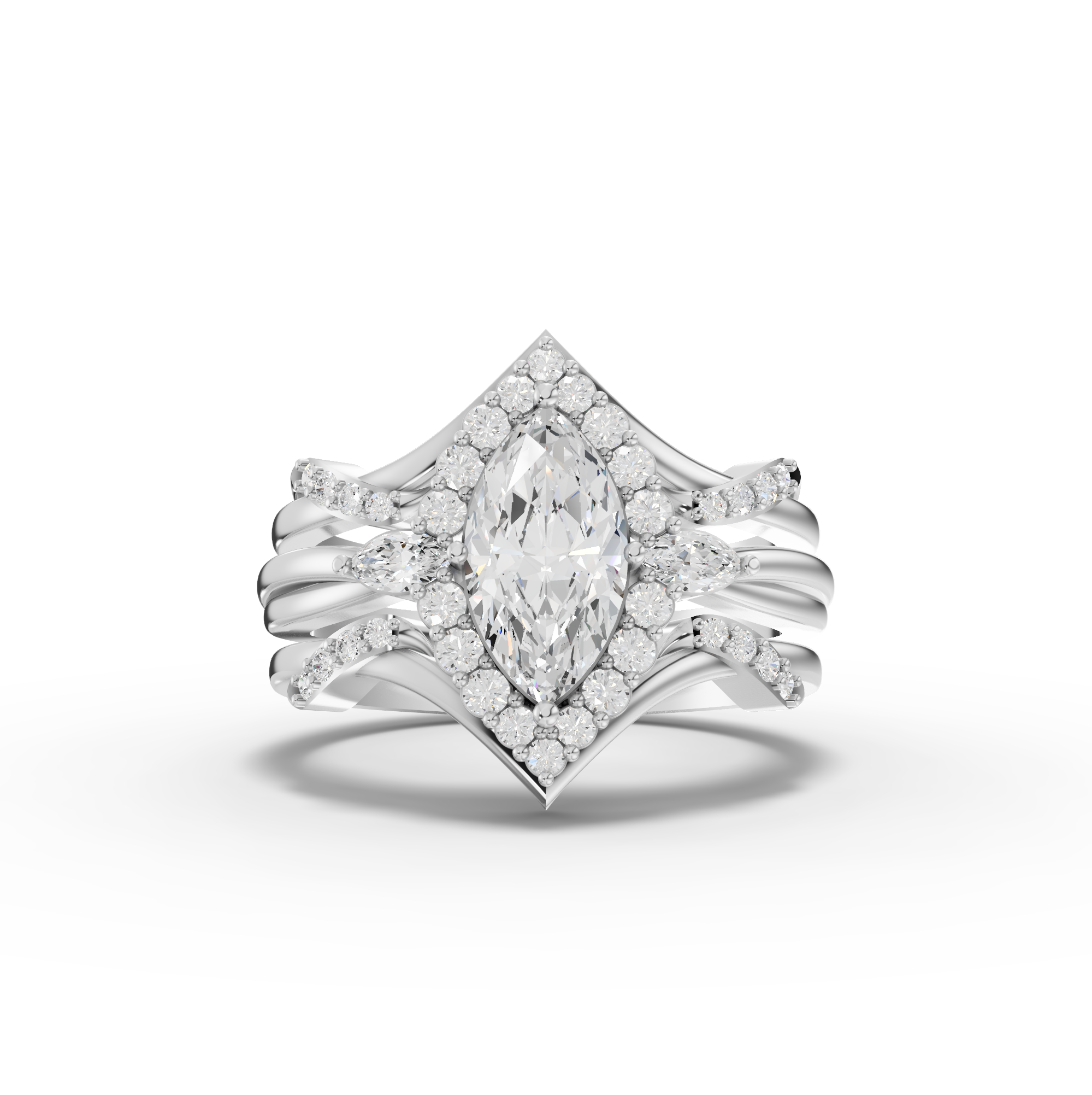1.37 ct marquise lab diamond halo ring set with 1.00 ct center and accent diamonds