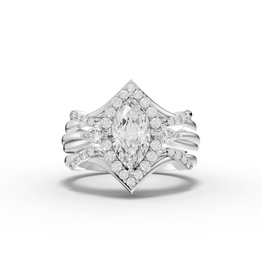 1.37 ct marquise lab diamond halo ring set with 1.00 ct center and accent diamonds