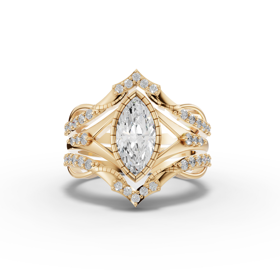 1.37 Ct Marquise Solitaire Lab Diamond Accent Split Band Set 1.00 Ct Center