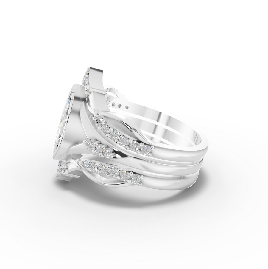 1.37 Ct Marquise Solitaire Lab Diamond Accent Split Band Set 1.00 Ct Center