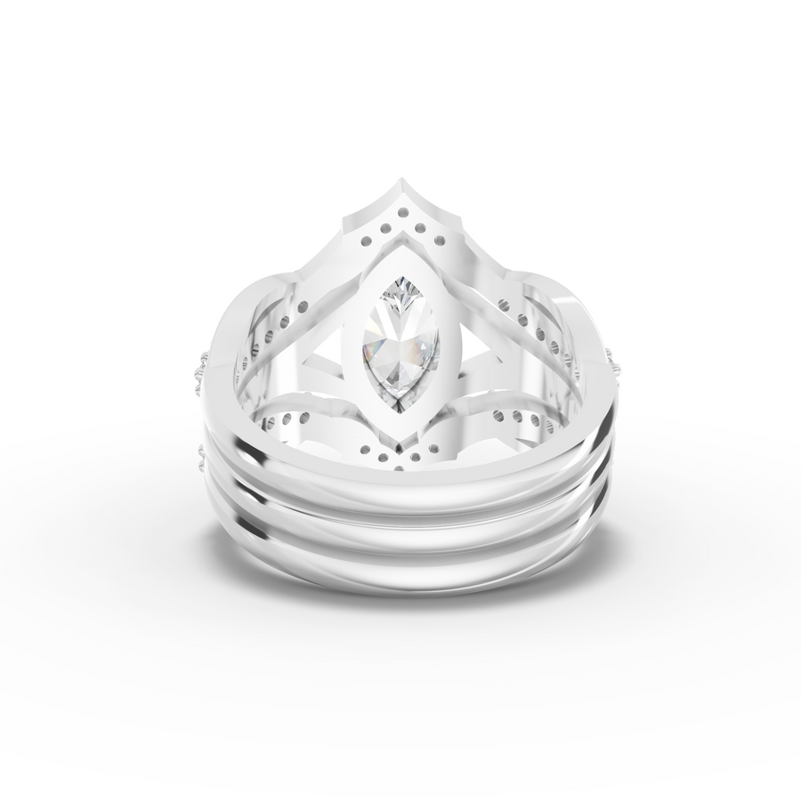 1.37 Ct Marquise Solitaire Lab Diamond Accent Split Band Set 1.00 Ct Center