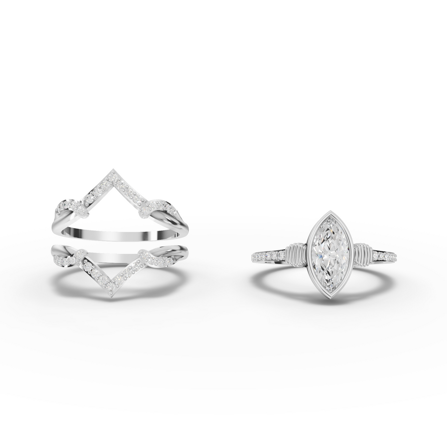 1.28 Ct Marquise Solitaire With Side Stone Band Set 1.00 Ct Center