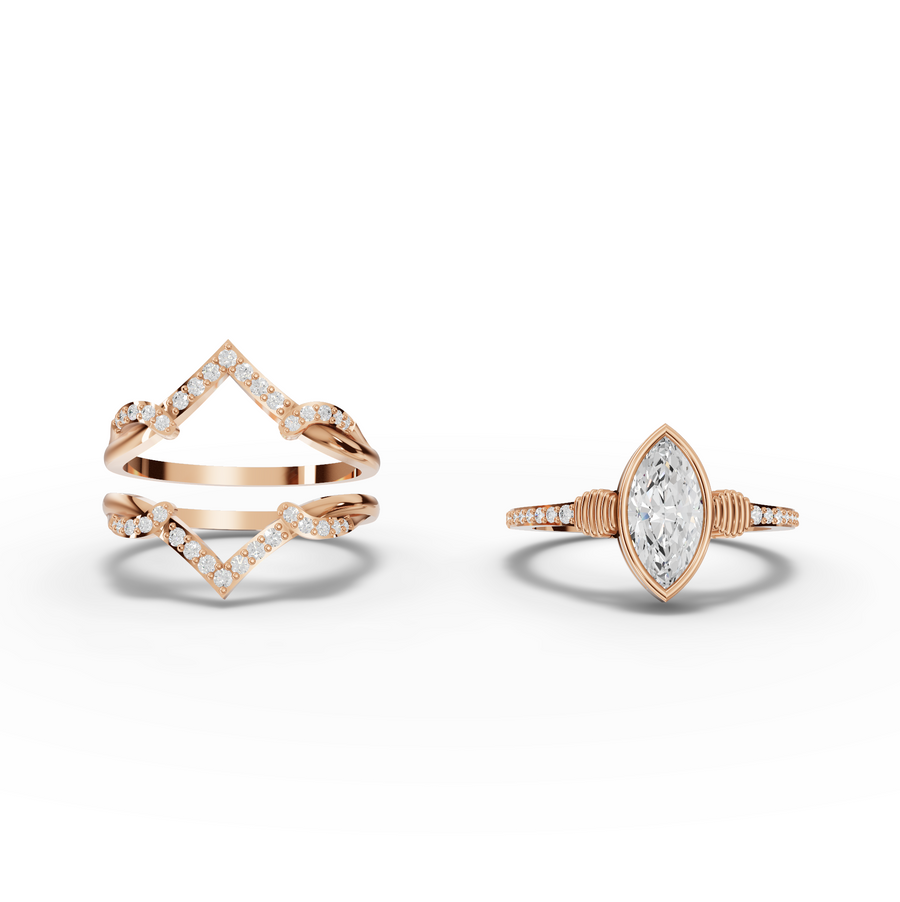 1.28 Ct Marquise Solitaire With Side Stone Band Set 1.00 Ct Center