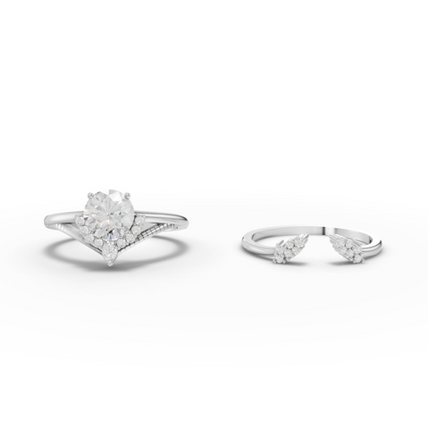 1.16 Ct Round Lab Diamond Halo Ring Set with Split Shank 1.00 Ct Center