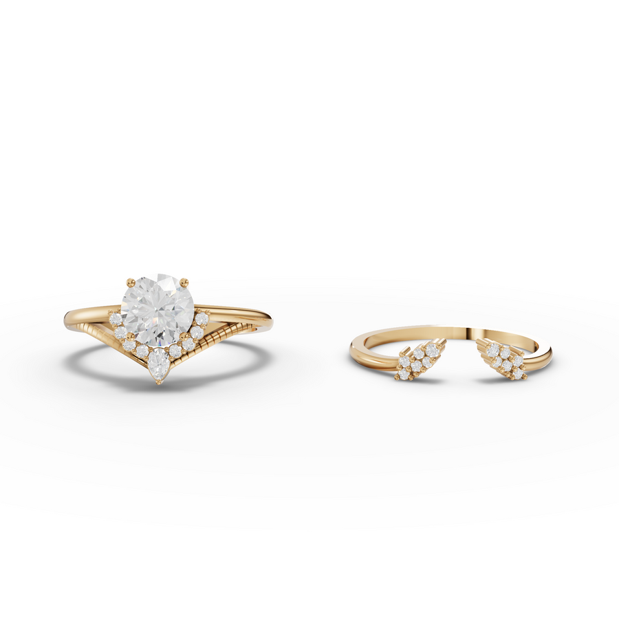 1.16 Ct Round Halo With Side Stone Band Set 1.00 Ct Center