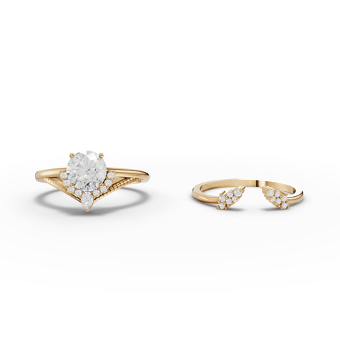 1.16 Ct Round Lab Diamond Halo Ring Set with Split Shank 1.00 Ct Center