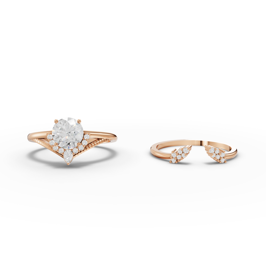 1.16 Ct Round Halo With Side Stone Band Set 1.00 Ct Center