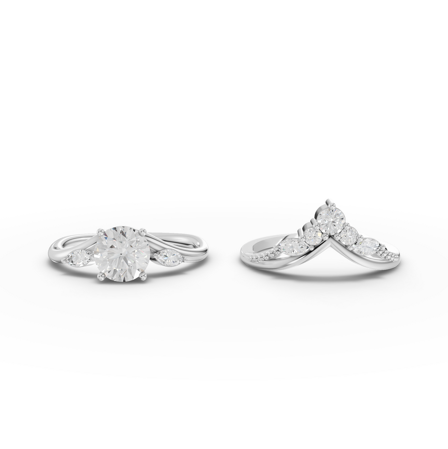 1.40 Ct Round Solitaire With Side Stone Band Set 1.00 Ct Center