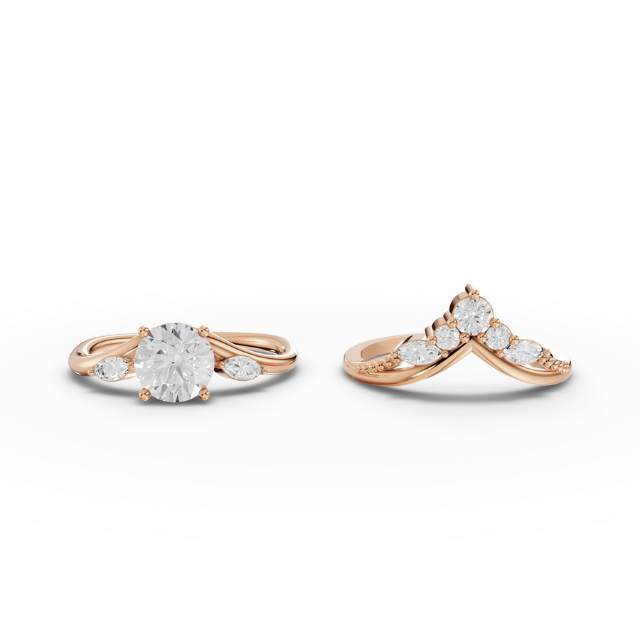 1.40 Ct Round Solitaire With Side Stone Band Set 1.00 Ct Center