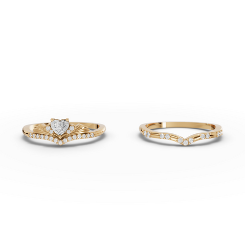0.39 Ct Heart Lab Diamond Accent Ring Set 0.25 Ct Center
