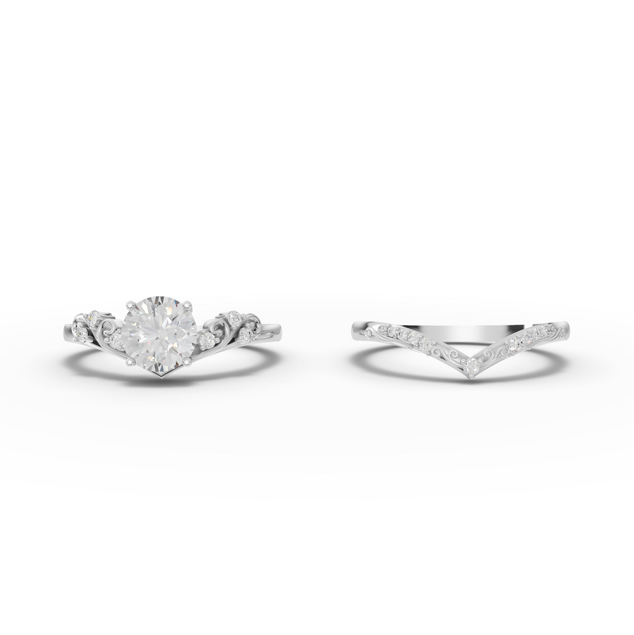 1.11 Ct Round Solitaire With Side Stone Set 1.00 Ct Center